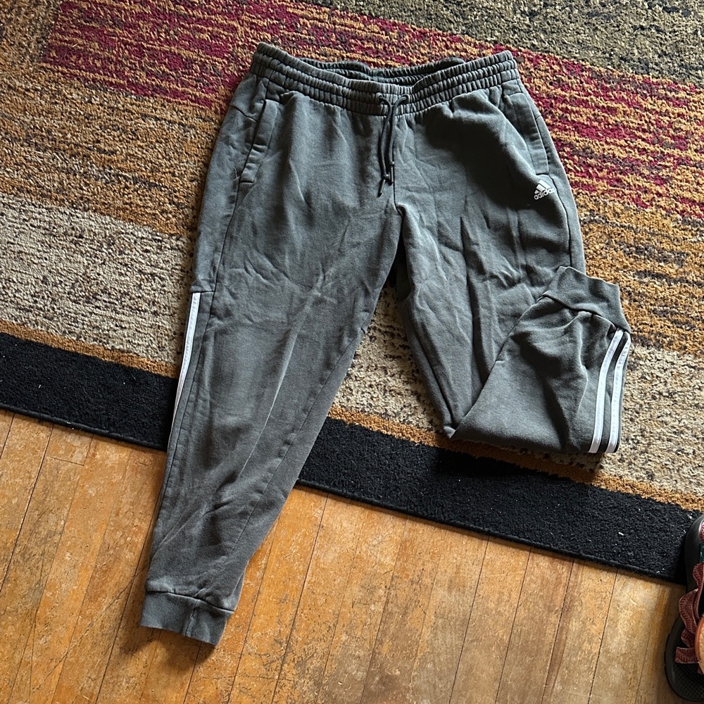 Adidas women’s green Joggers with White Accents